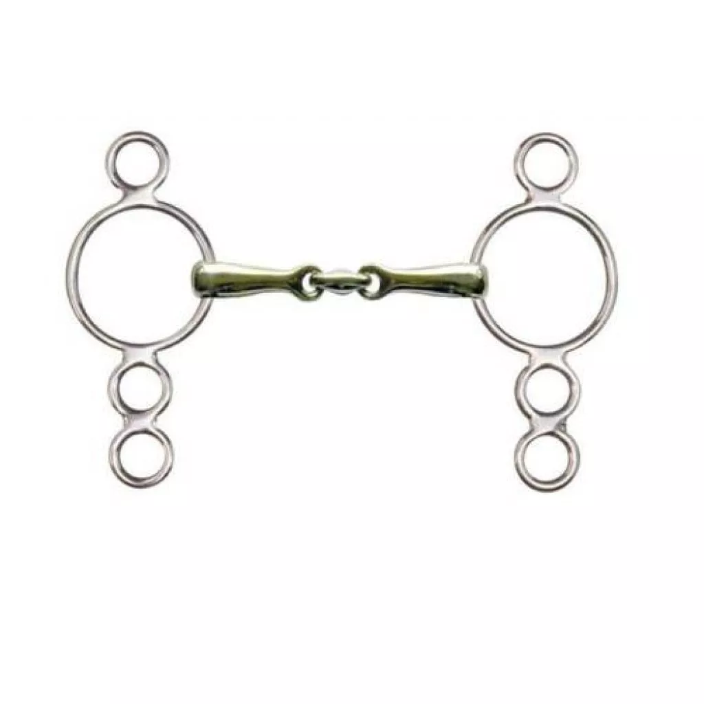 HKM Three Ring Double Jointed Gag Bit