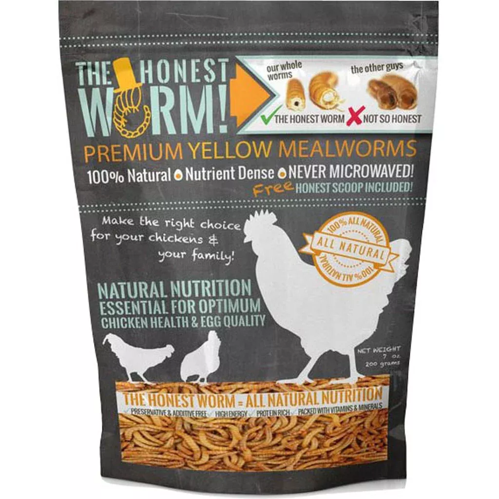 The Honest Worm! Premium Dried Yellow Mealworms 7 oz