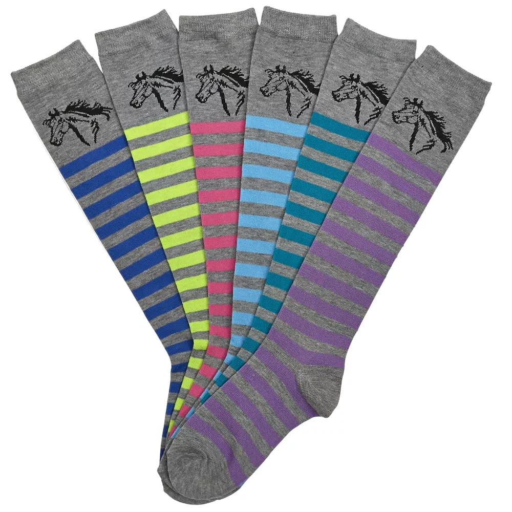 Horse Head Ladies Stripe Boot Socks