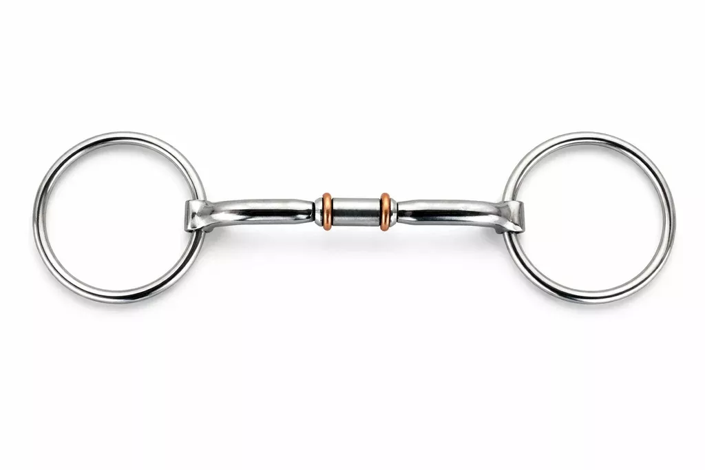 Horse SS Loose Ring Snaffle Bit with Copper Rollers Mouth 35567