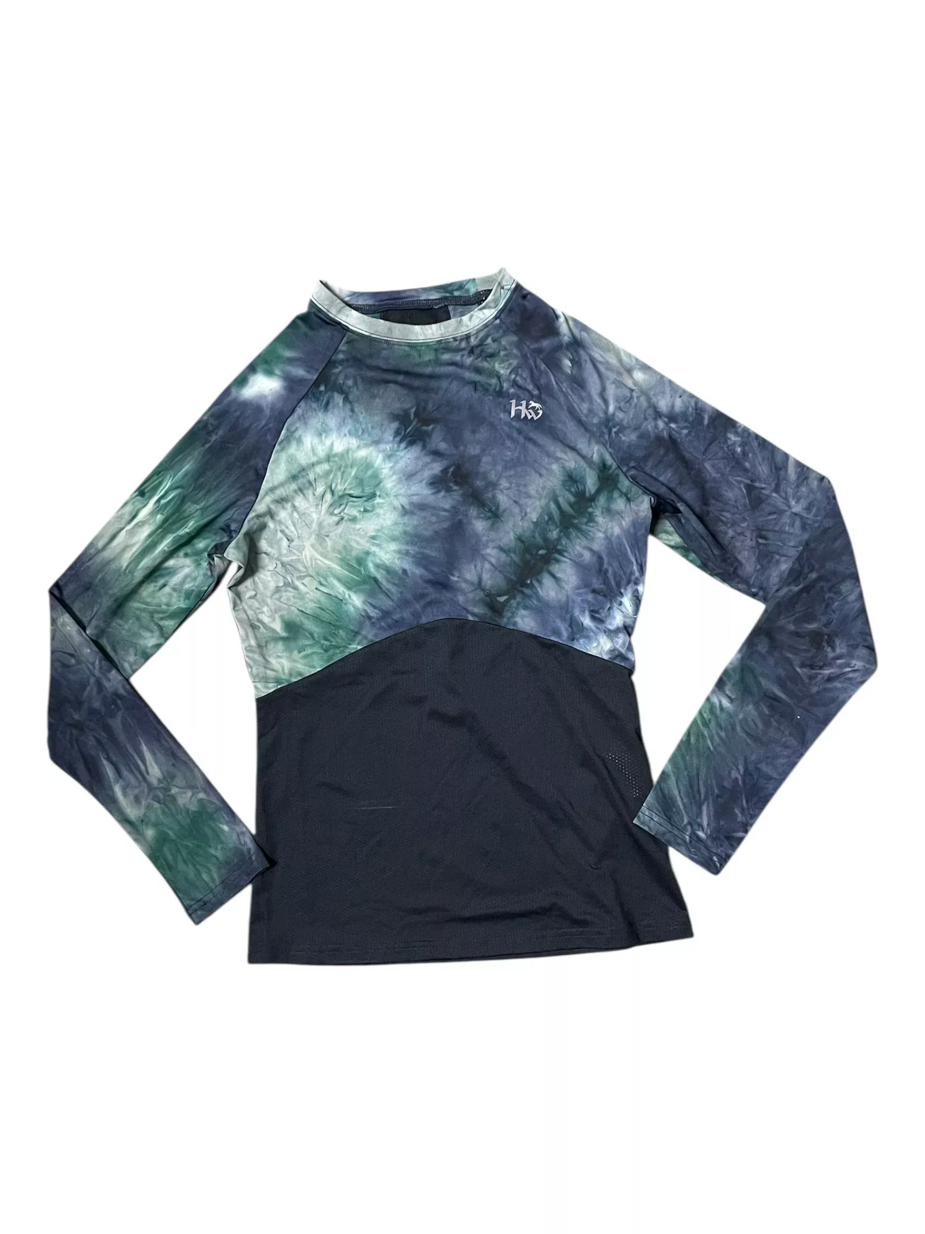 Horseware LS Crewneck Tech Baselayer - Green/Navy Tie Dye - S - USED