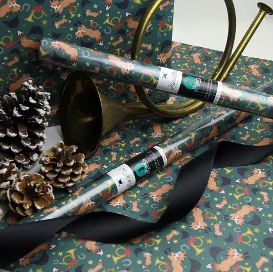 Hunt Seat Paper Holiday Fox Gift Wrap