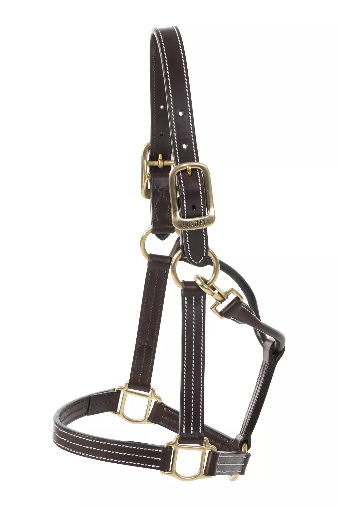 Huntley Equestrian Premium Leather Triple Stitched Halter with Snap