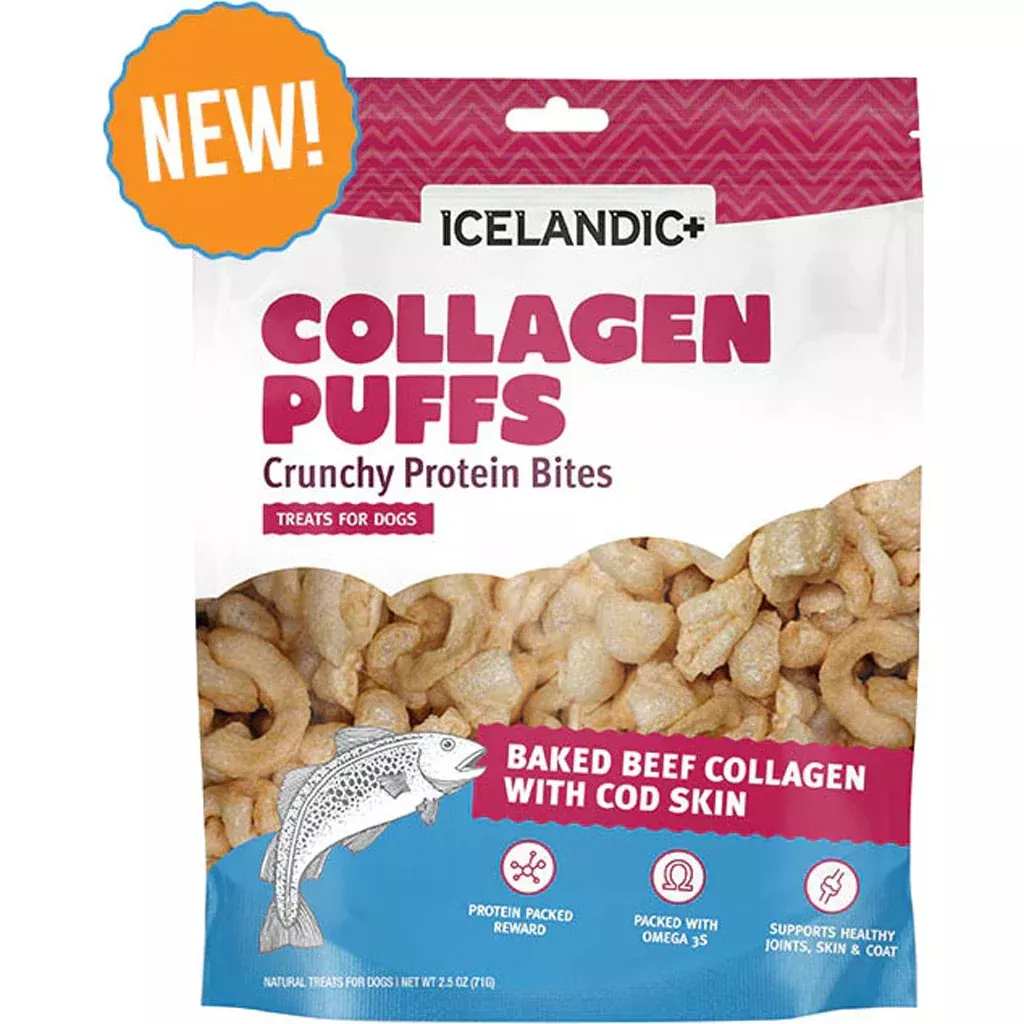 Icelandic+ Beef Collagen Puffs Bites Large Dog 2.5 oz Fish