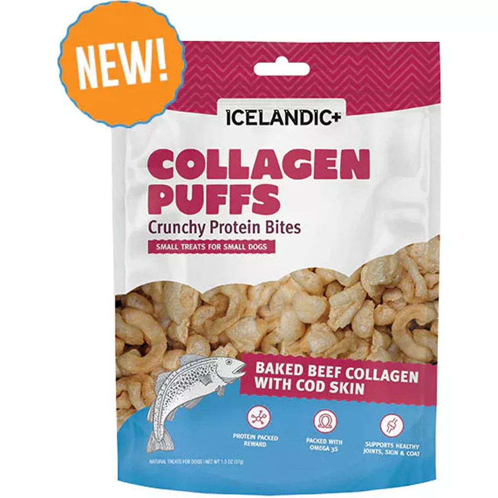 Icelandic+ Beef Collagen Puffs Bites for Small Dogs, Fish, 1.3 oz