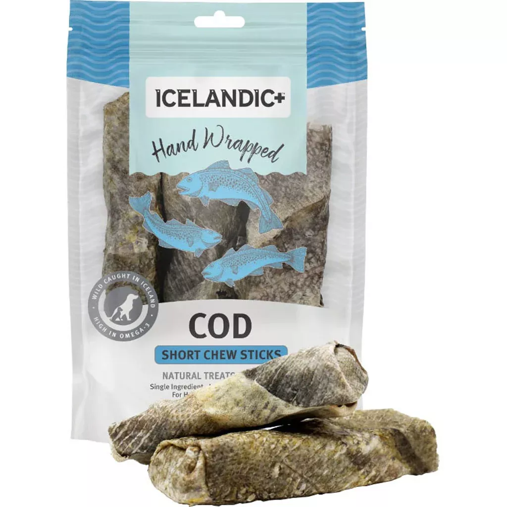 Icelandic+ Cod Skin Hand-Wrapped Chew Stick, 5 in, 3-Pack