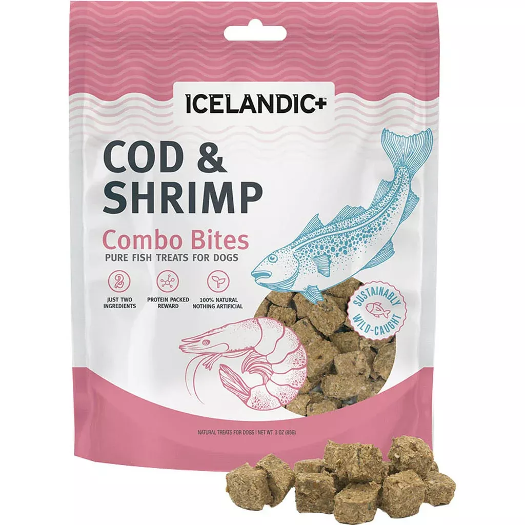 Icelandic+ Combo Bites Pure Fish Treats for Dogs, Cod/Shrimp, 3 oz