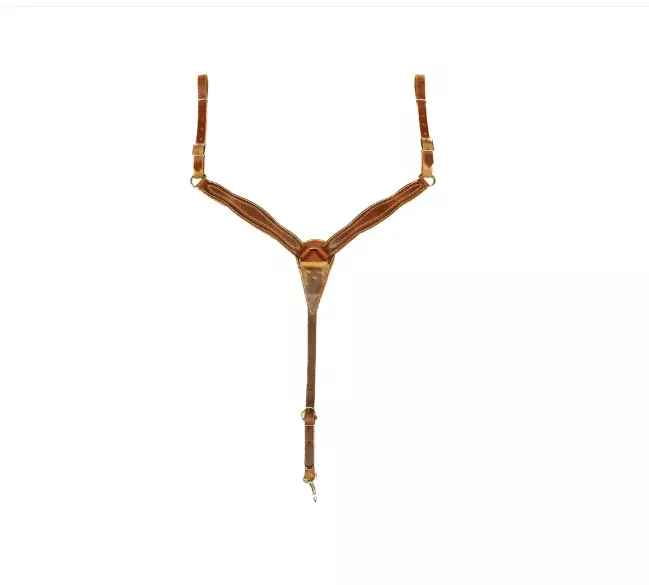 J Wayne Leather Breast Collar 1 1/2" Hot Dipped w/overlay