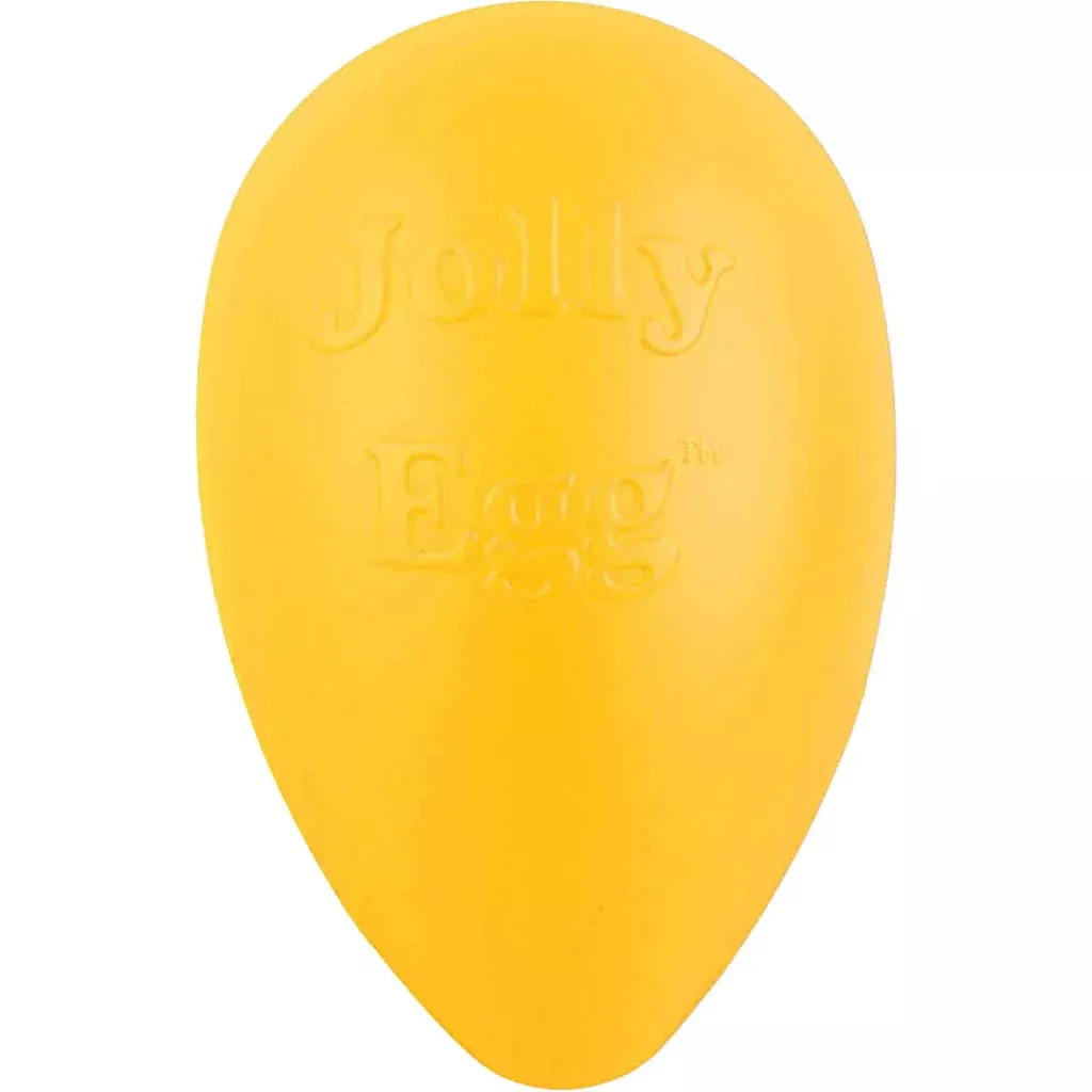 Jolly Pets Egg Dog Toy Yellow 8 In