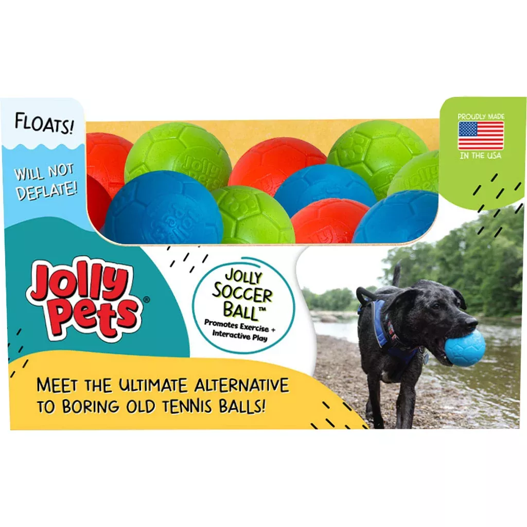 Jolly Pets Mini Soccer Ball Dog Toy, Assorted, 4 In, 12 Count