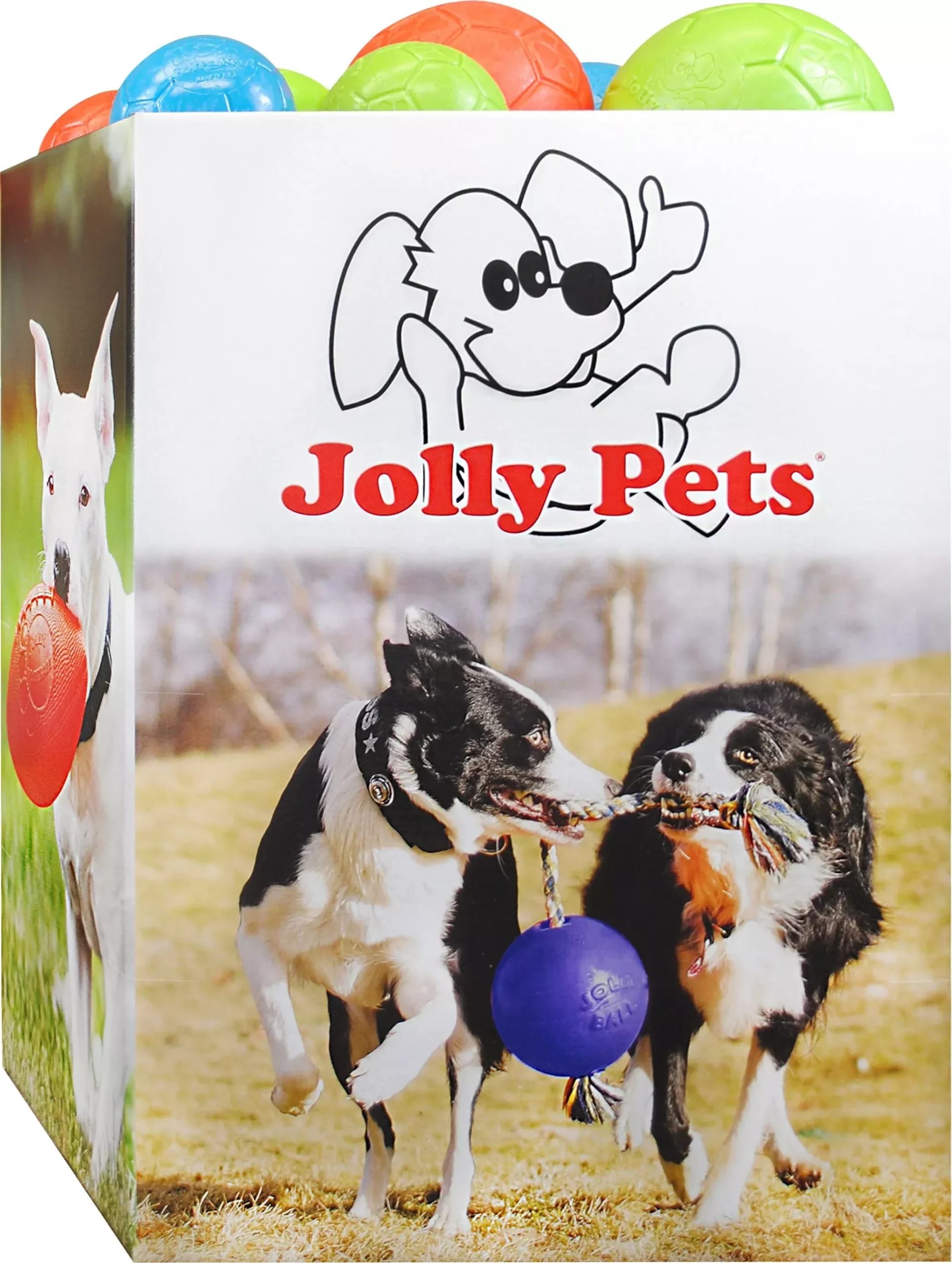 Jolly Pets Soccer Ball Dump Bin Dog Toy Assorted 40 Piece