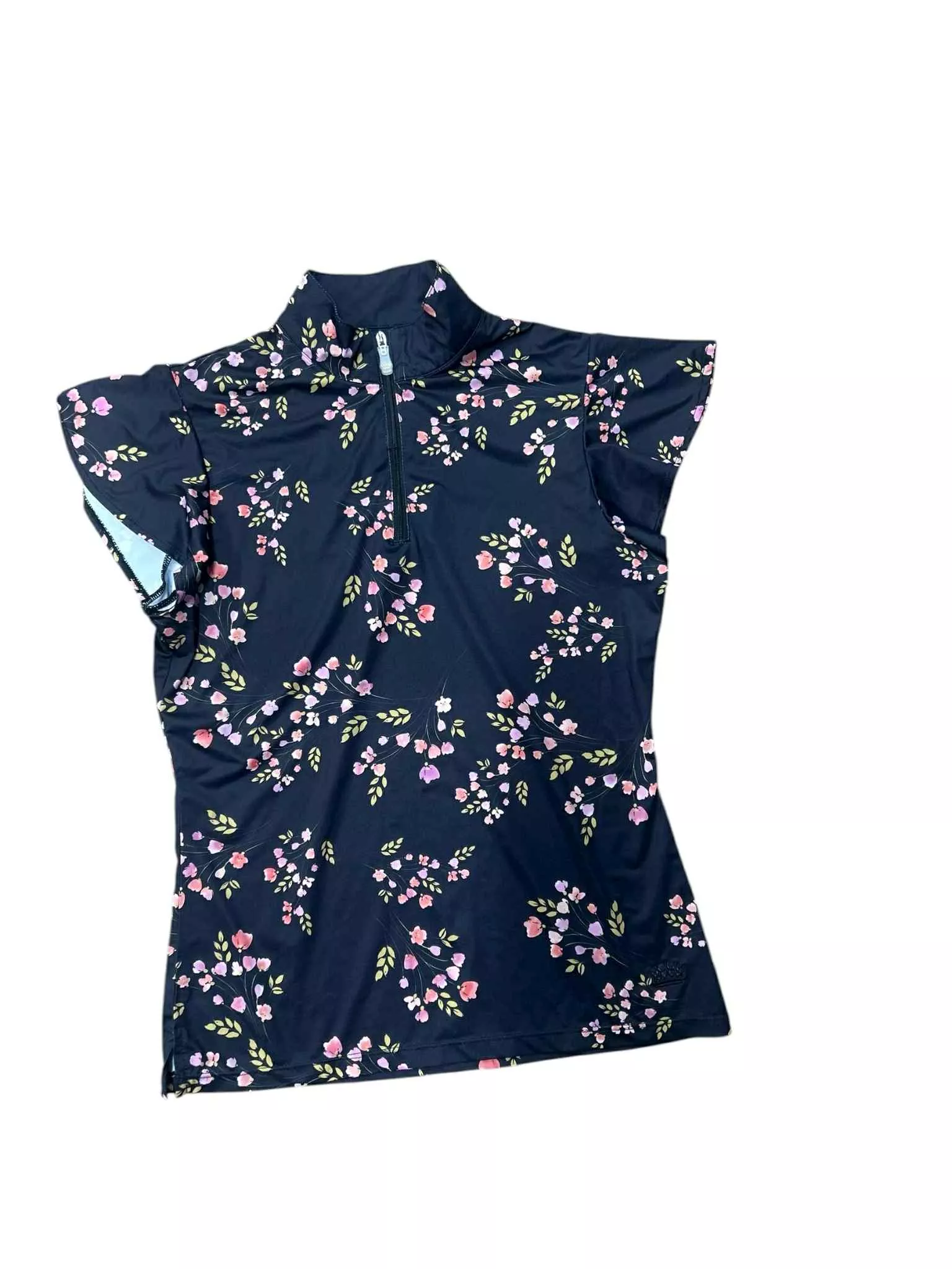 Kastel Denmark Flutter Sleeve Top - Black/Floral Print - S - USED