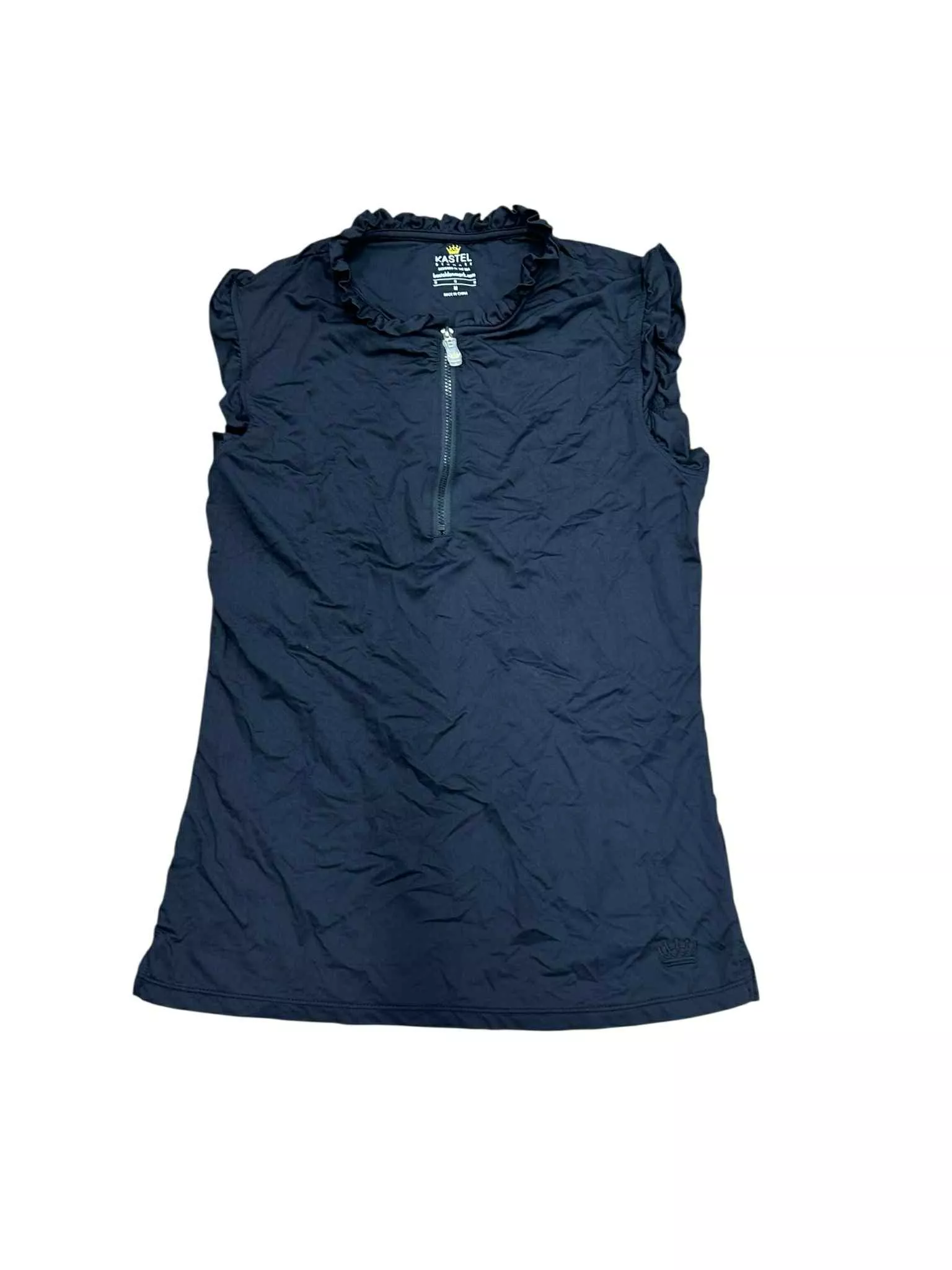Kastel Ruffle Sleeve Sleeveless Top - Black - Medium - USED