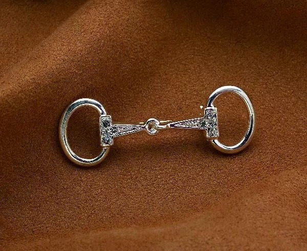 Kelley Silvertone & Rhinestone Large Snaffle Bit Pin