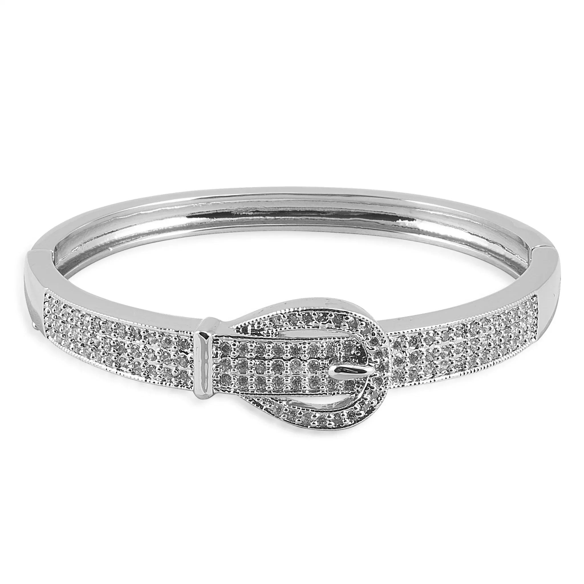 Kelly Herd Pave Buckle Cuff Bracelet - Sterling Silver