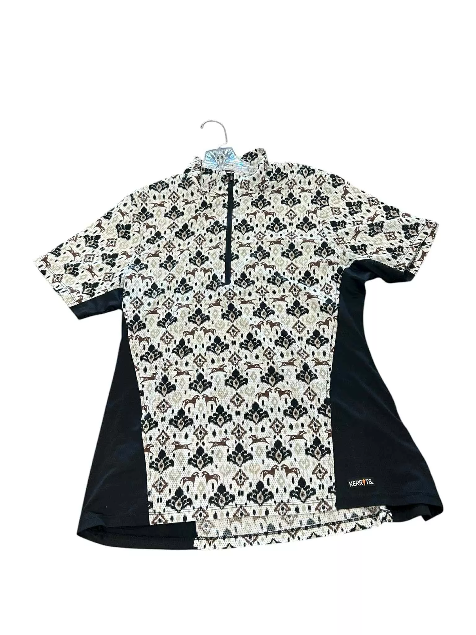 Kerrits SS Sun Shirt - Black/Multi Print - L - USED