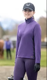 Kids Rail Side Qtr Zip Top Huckleberry