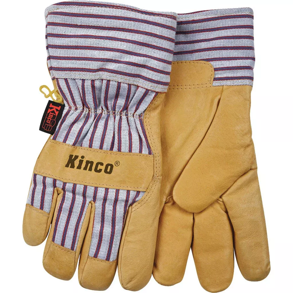 Kinco Lined Grain Pigskin Gloves, XL, Tan/Blue/Red