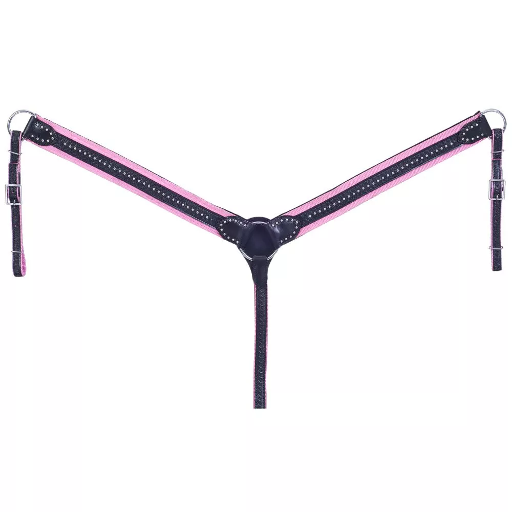 King Series Nylon Breastcollar with Leather Overlay and Silver Dots