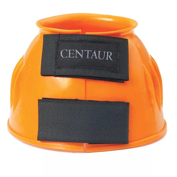 Large Centaur Pvc Ribbed Double Hook And Loop Bell Boots Orange