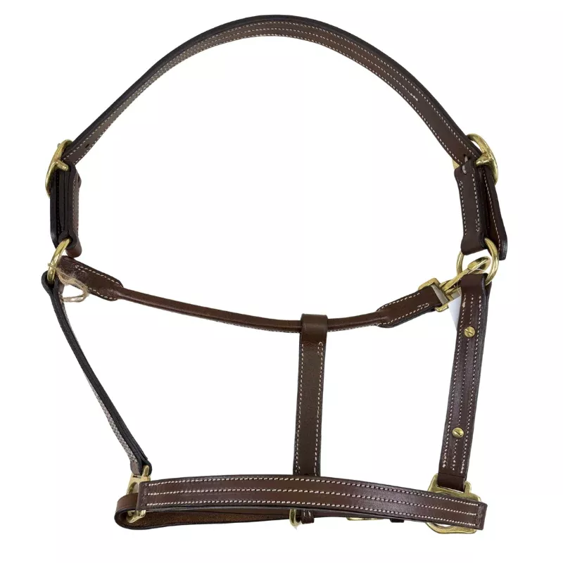Leaders Triple Stitch Leather Halter in Brown - Oversized