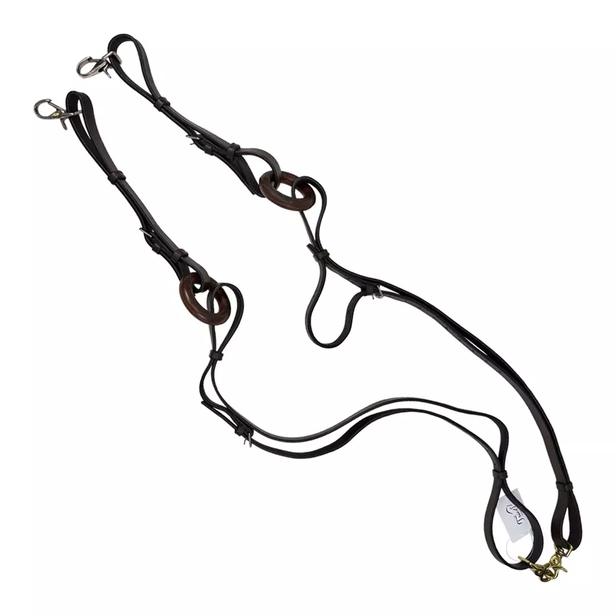 Leather Side Reins with Donut in Brown - Large