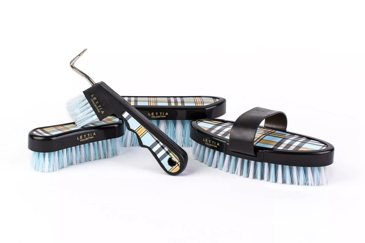 Lettia Plaid Brush Set Blue