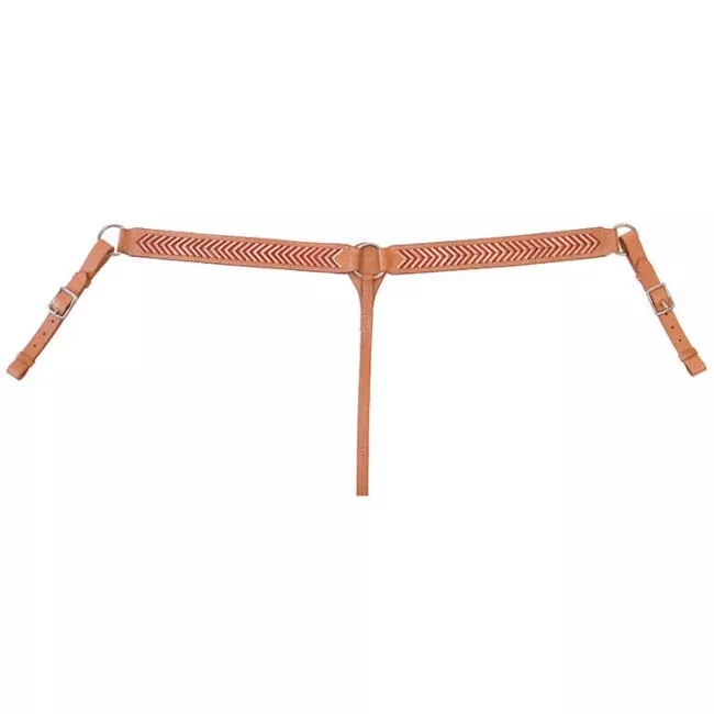 Light Leather Breast Collar w/Natural + Tan Laced Rawhide
