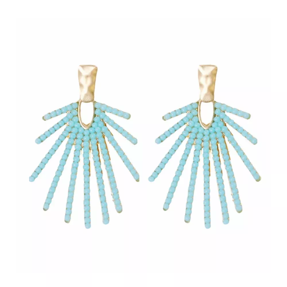Light Turquoise Sunburst Statement Earrings