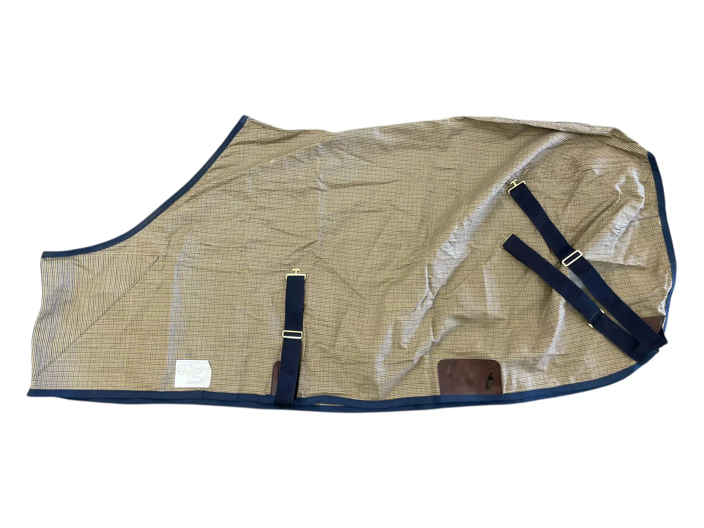 Lightweight Stable Sheet - Tan/Navy Plaid - 74" - USED