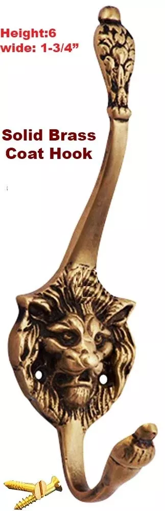 Lion Head Stylish Solid Brass Home Bathroom Hat Coat Towel Wall Hanger Hook 6761