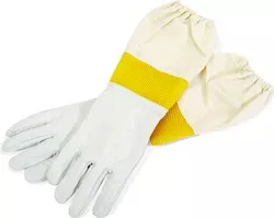 Little Giant Beekeeping Goatskin Gloves, Medium, White/Yellow