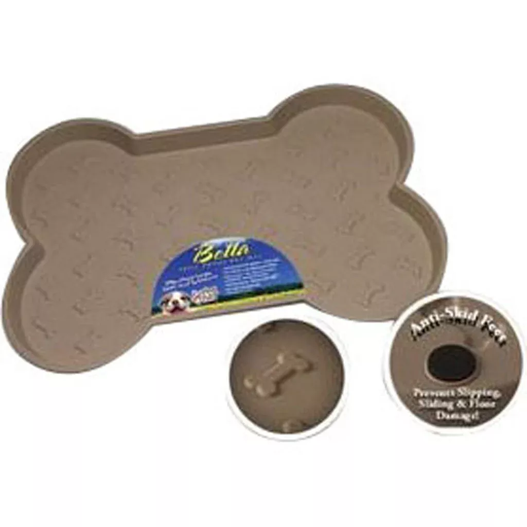 Loving Pets Bella Spill Proof Bone Shaped Placemat, Tan, Large