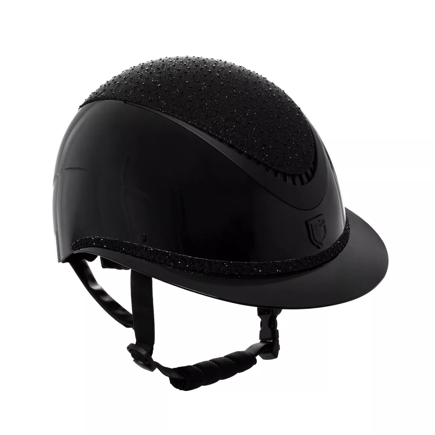 Luxury Riding Helmet with Rhinestones and Wide Visor