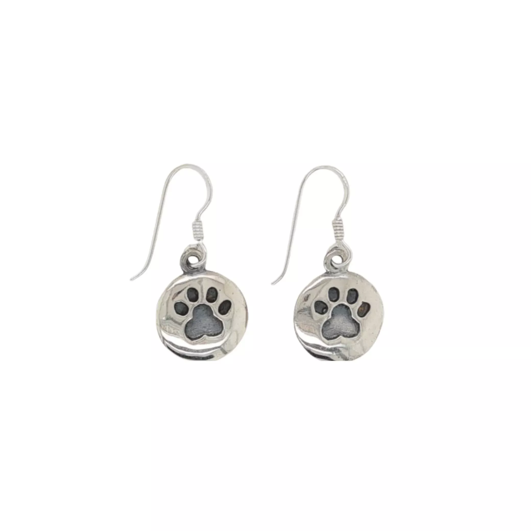 MCJ Drop Disc Paw Print Earrings
