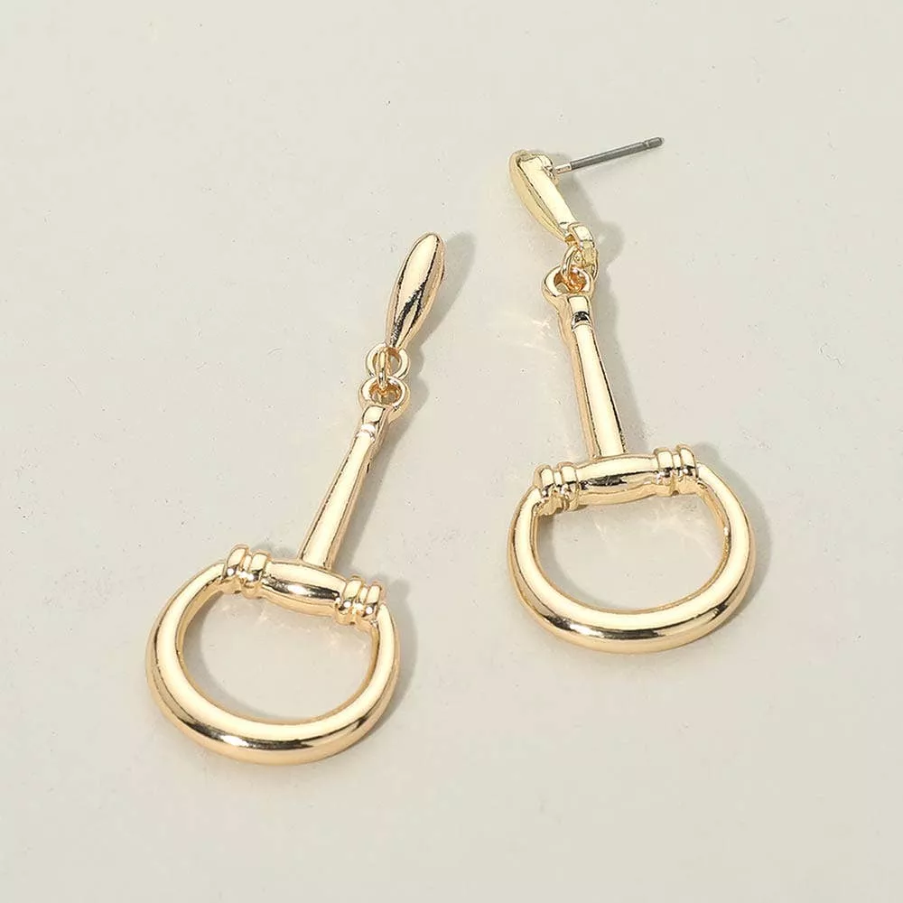 Metal Stirrup Equestrian Horseshoe Drop Earrings