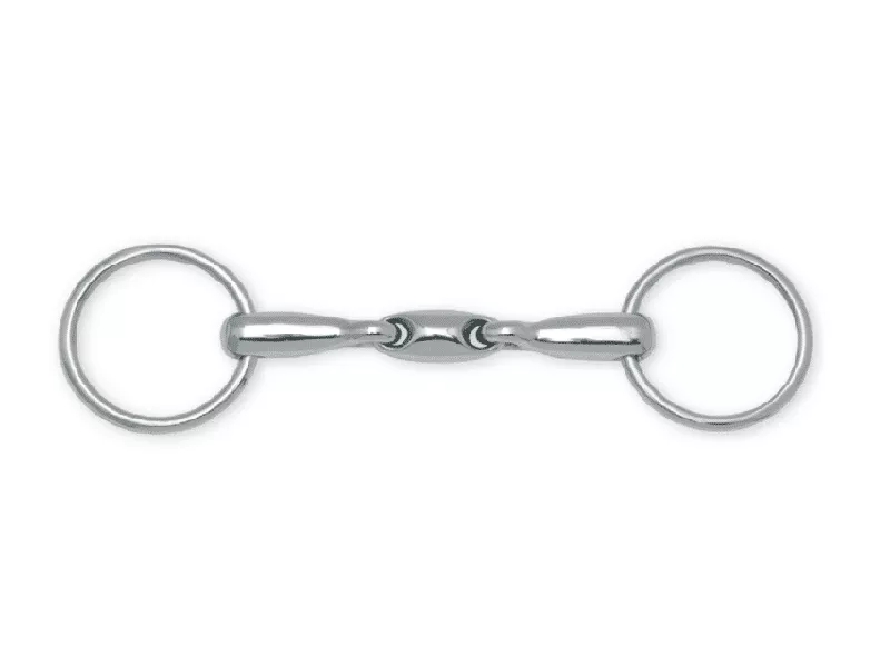 Metalab Double Jointed Bradoon, Oval Link Loose Ring Snaffle