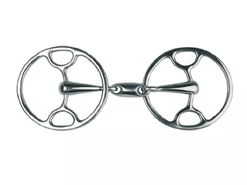 Metalab Double Jointed Sliding Gag With Oval Link Loose Ring Snaffle