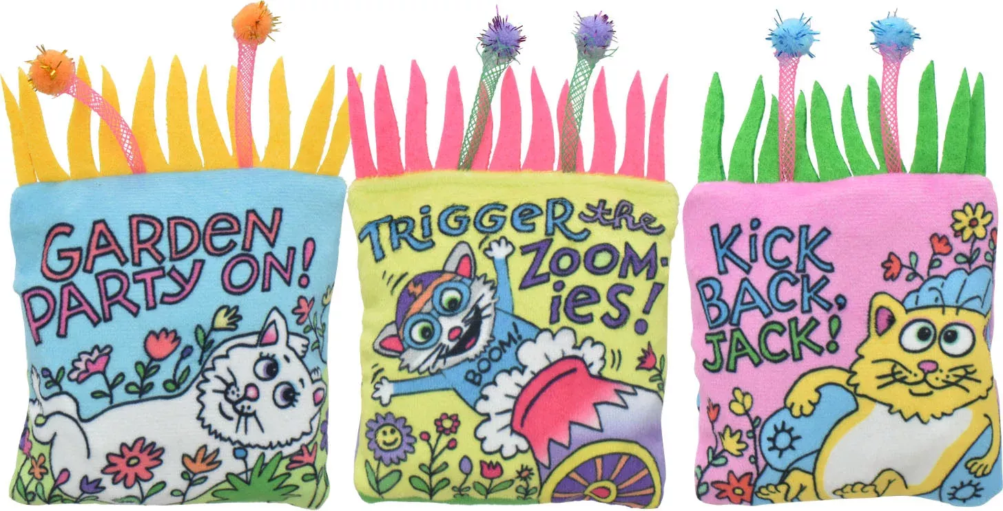 Multipet Puff Patches by Fuzzu Cat Toy, Assorted, 4.25 in