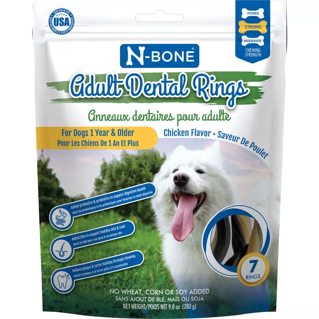 N-Bone Adult Dental Ring, Chicken, Large, 7 Count