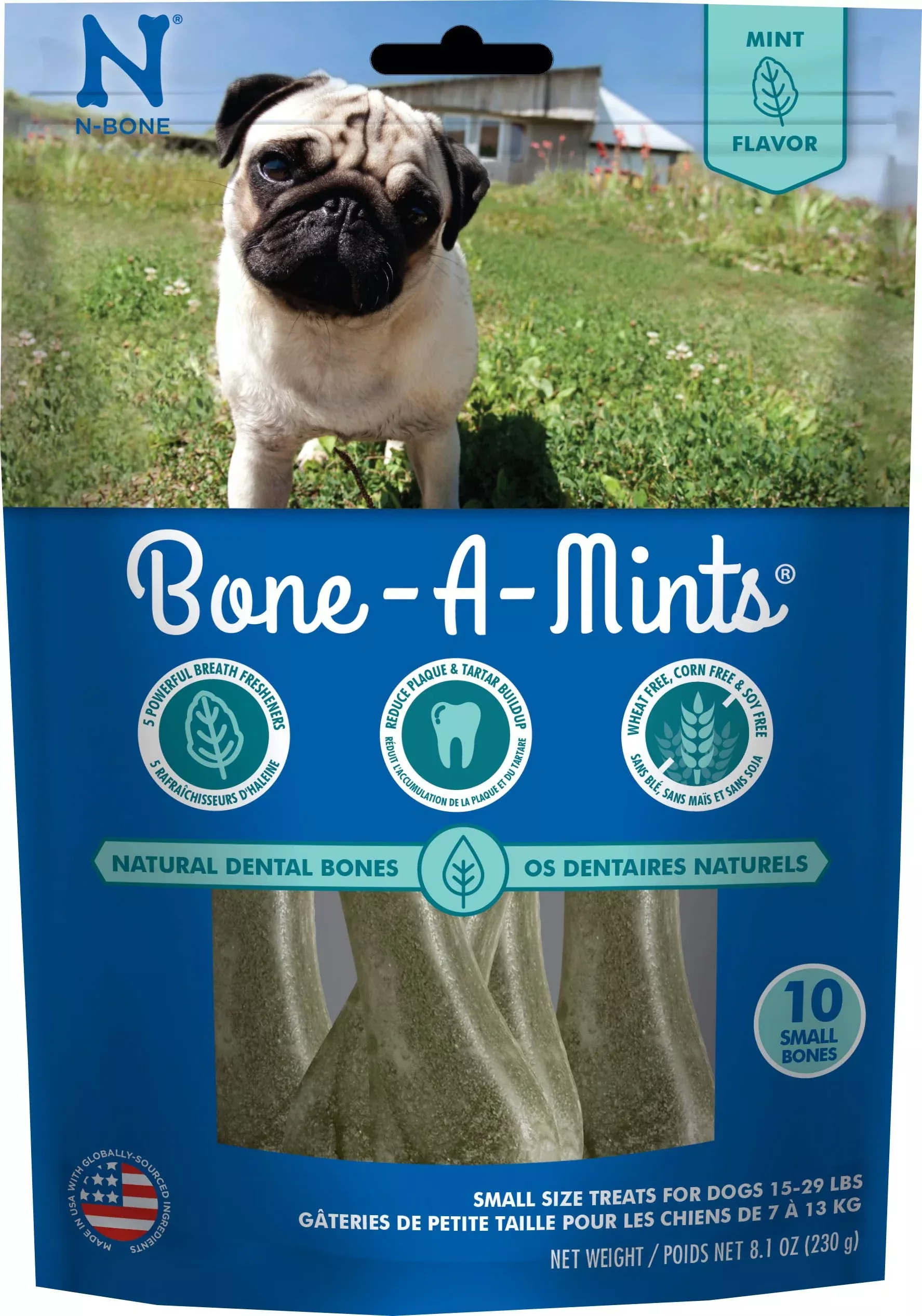 N-Bone Bone-A-Mints Dental Dog Chews, Mint, Small, 10 Count