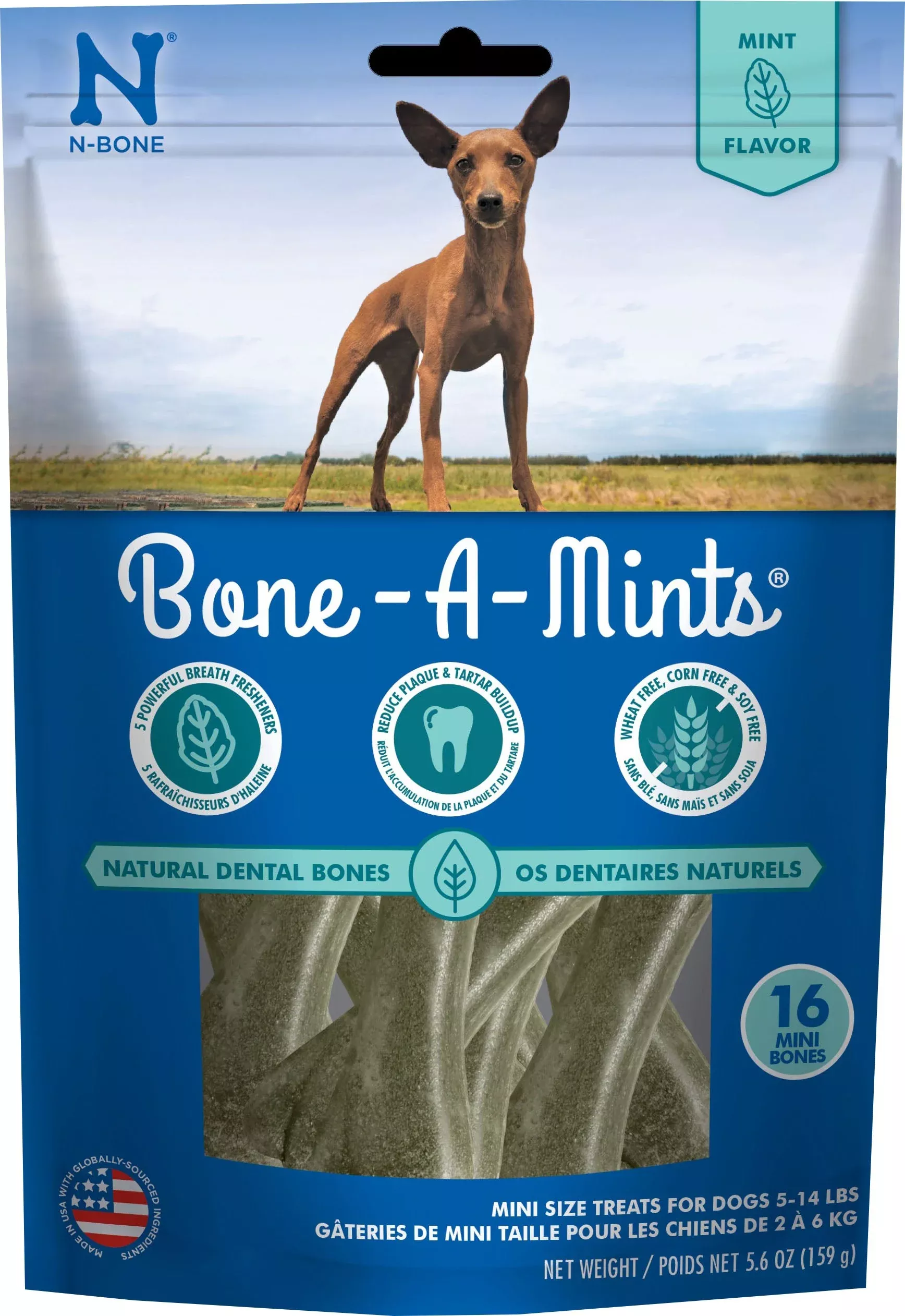 N-Bone Bone-A-Mints Dog Chews, Medium, Mint, 6-Count