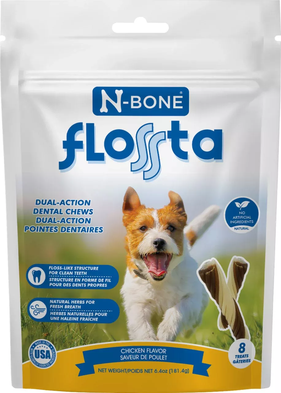 N-Bone Flossta Dual Action Dental Chew, Chicken, 8 Count