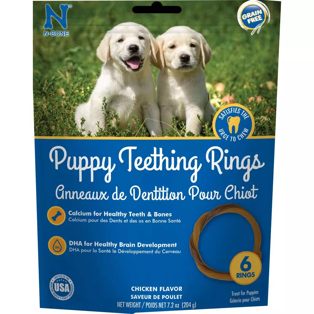 N-bone Grain-free Puppy Teething Ring, Chicken, 6-count