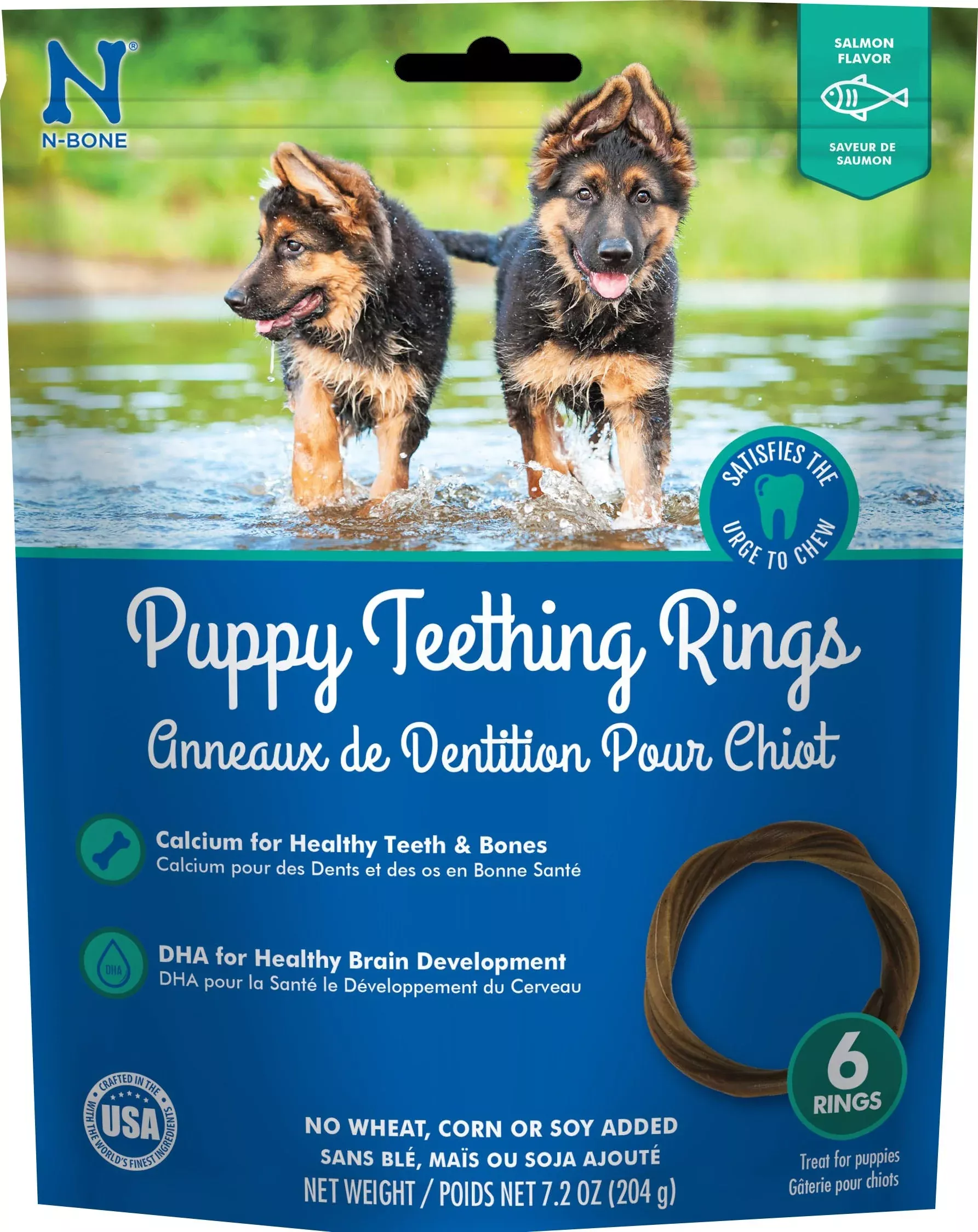 N-Bone Puppy Teething Ring, Salmon, 6-Count