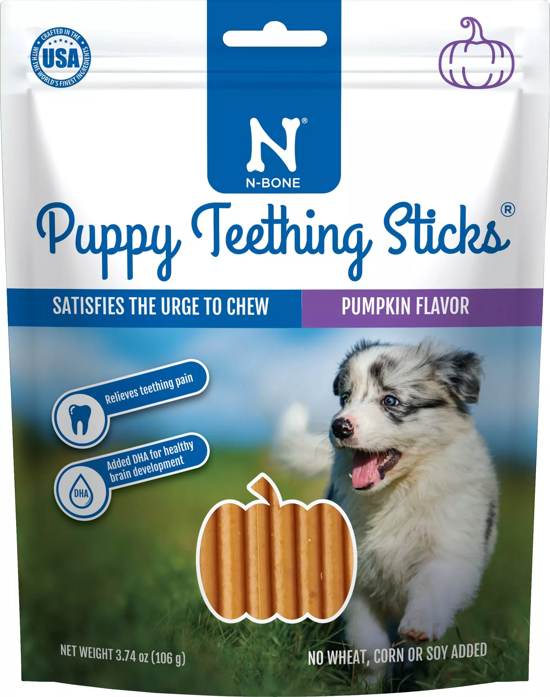 N-Bone Puppy Teething Stick, Pumpkin, 3.74 oz