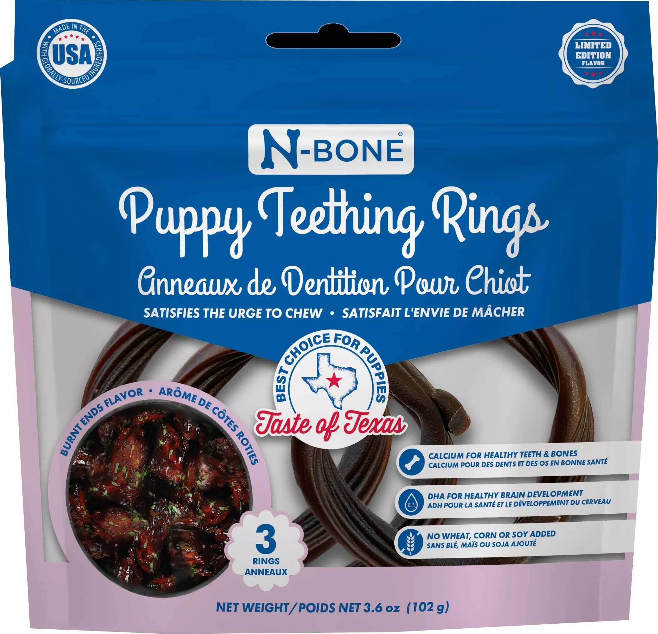 N-Bone Taste of Texas Teething Ring 3 Count BBQ