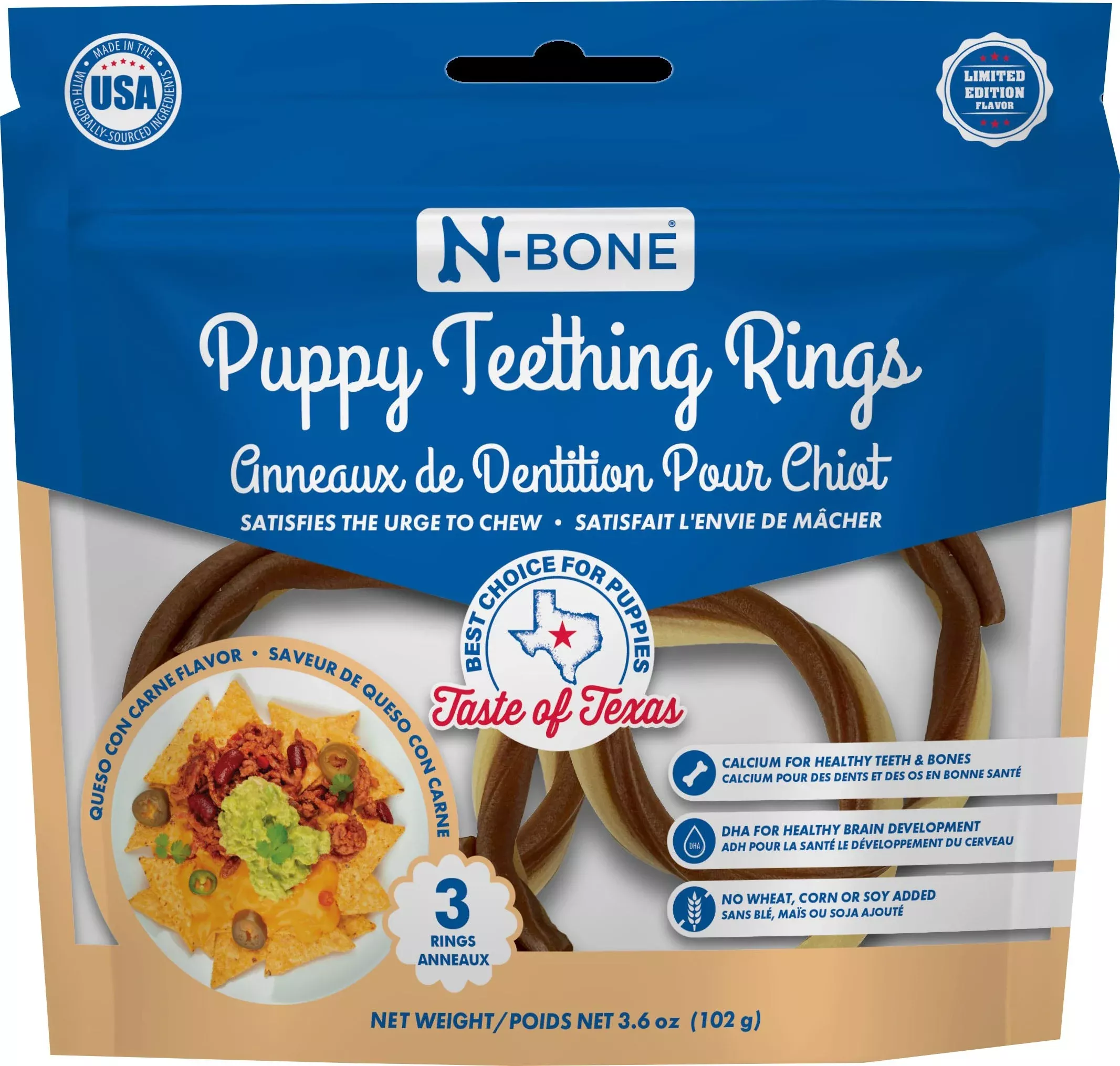 N-Bone Taste of Texas Teething Ring, Cheese, 3 Count