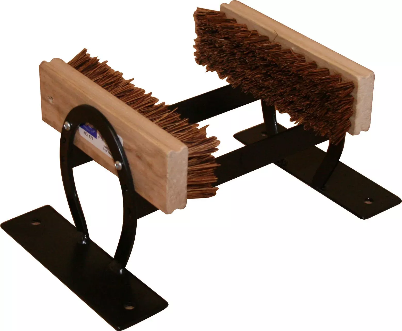 Newport Blacksmith Shop Horseshoe Boot Scraper with Brushes, Black