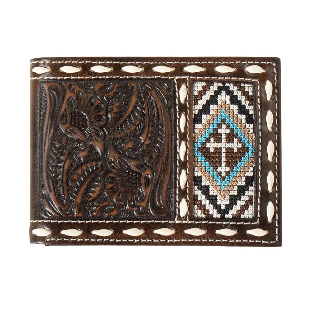 Nocona Cross Embroidered Inlay Bifold Wallet